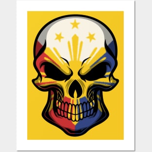 FLAG OF THE PHILIPPINES ON SKULL EMBLEM Posters and Art
